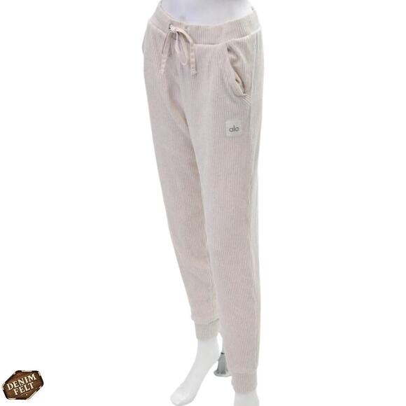 Alo Yoga Muse Sweatpant Bone Ribbed High-Waist Jogger Lounge Pants - Small - Picture 4 of 10